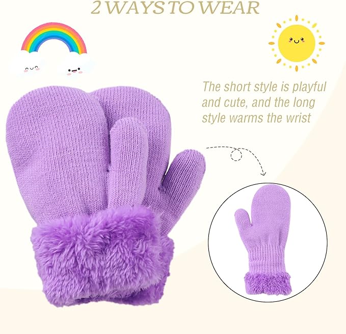 PESAAT Baby Girl Mittens Fleece Toddler Boy Mittens Warm Kids Winter Gloves Unisex Cold Weather Baby Gloves-BubblyBeeBaby