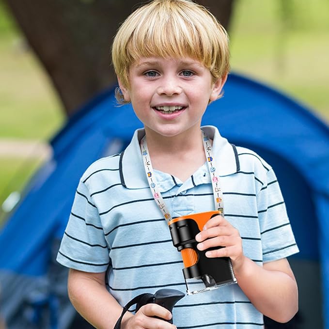 1000X Handheld Microscope for Kids 4K 2.0" Screen Rechargeable Mini Pocket Digital Microscopes w/Slides Kit Portable Edu Gift Age 4-6 8-12 Children Students-BubblyBeeBaby