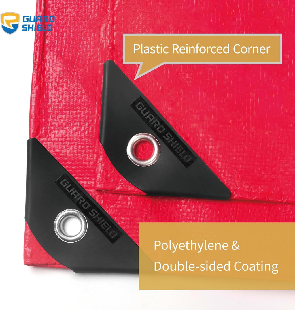 GUARD SHIELD Red Tarp 10x20 Feet Tarps High Visibility Outdoor Poly Cover Lightweight 6mil