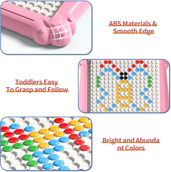 2-IN-1 Large Magnetic Drawing Board for Toddlers Kids, Magnetic Color and Number Maze, Magnetic Dot Art Board for Kids, Montessori Education Travel Toys for Boys Girls Age 3 4 5 6 7 8 Years Old-BubblyBeeBaby