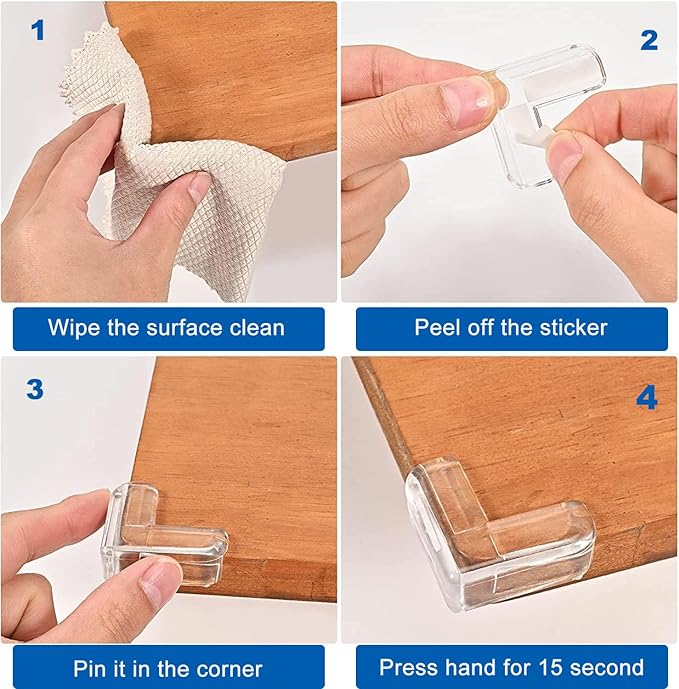 24 Pack Corner Protector for Baby, Corner Guards Corner Protectors for Furniture for Table Edges & Sharp Corners- Baby Proofing (L Shape+Round Shape)-BubblyBeeBaby