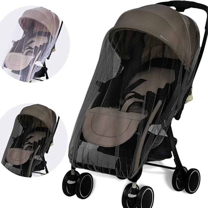 Mosquito Net for Stroller - Protective 2Packs Perfect Bug Net for Strollers, Bassinets, Cradles, Playards,Pack N Plays and Portable Mini Crib (White+Grey)-BubblyBeeBaby