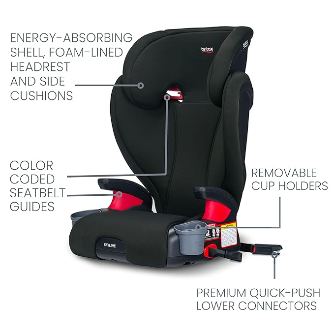 Britax Skyline 2-Stage Belt-Positioning Booster Car Seat, Dusk - Highback and Backless Seat-BubblyBeeBaby