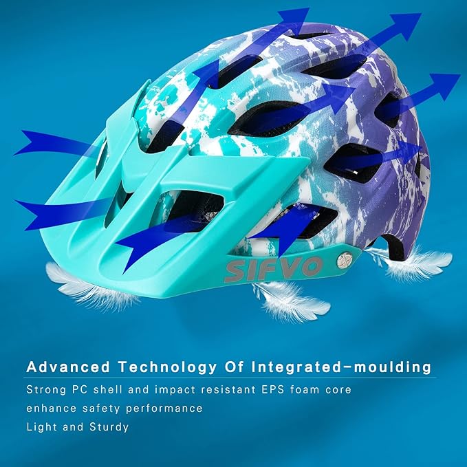 Kids Bike Helmet, SIFVO Kids Helmet 8+ Boys and Girls Bike Helmet with Cool Visor, Bike Helmets for Kids, Youth Bike Helmet Kids Mountain Bike Helmet Lightweight and Sturdy【55-58cm】-BubblyBeeBaby