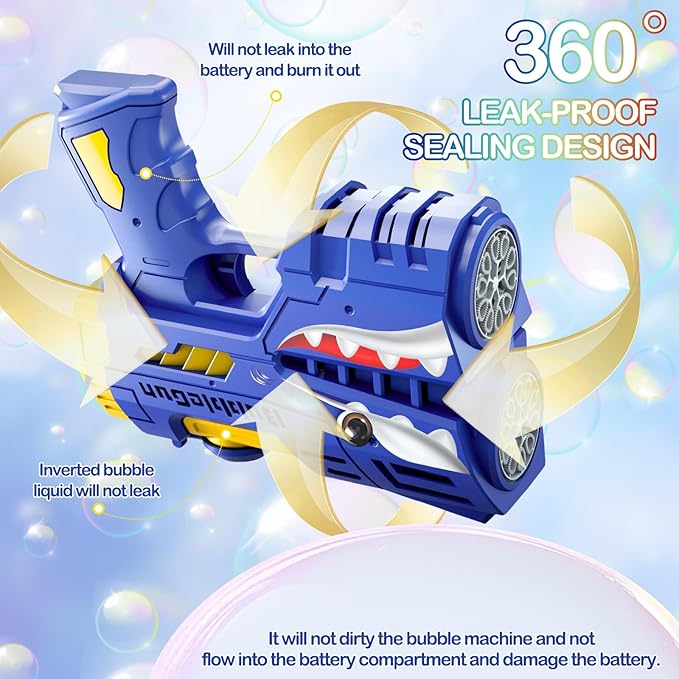 2 Pack Bubble Guns with 4 Bottles Refill Solution, LED Light Up Rechargeable Bubbles Machine Blower for Kids Toddlers 4-8, Outdoor Toys Gifts, Wedding Easter Party-BubblyBeeBaby