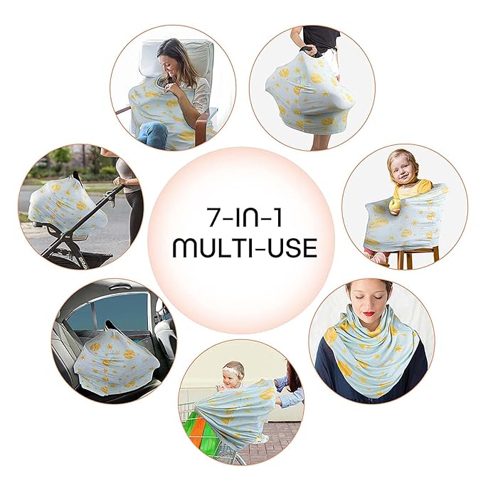 Stretchy Baby Car Seat Covers for Newborns, Infant Car Canopy Extra Soft and Stretchy Nursing Covers for Moms (Shinning Night)-BubblyBeeBaby