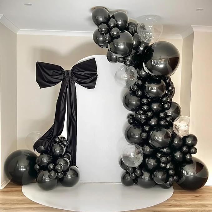 140pcs Metallic Black Round Balloons Different Sizes 18 12 10 5 Inch Latex Balloons for Arch Decoration Party Balloon Kit for Graduation Birthday Party Wedding Balloon Baby Shower Decoration-BubblyBeeBaby