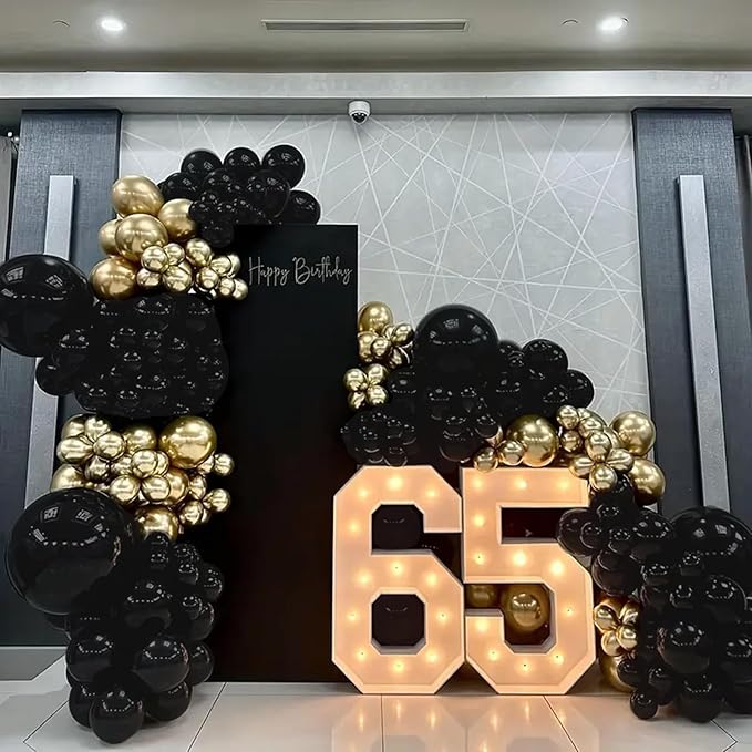 140pcs Balloon Arch Kit, Black Balloons of Different Sizes Pack of 18 12 10 5 Inch Party Balloon Kit for Birthday Party or Balloon Arch as Graduation Wedding Baby Shower Anniversary Party-BubblyBeeBaby