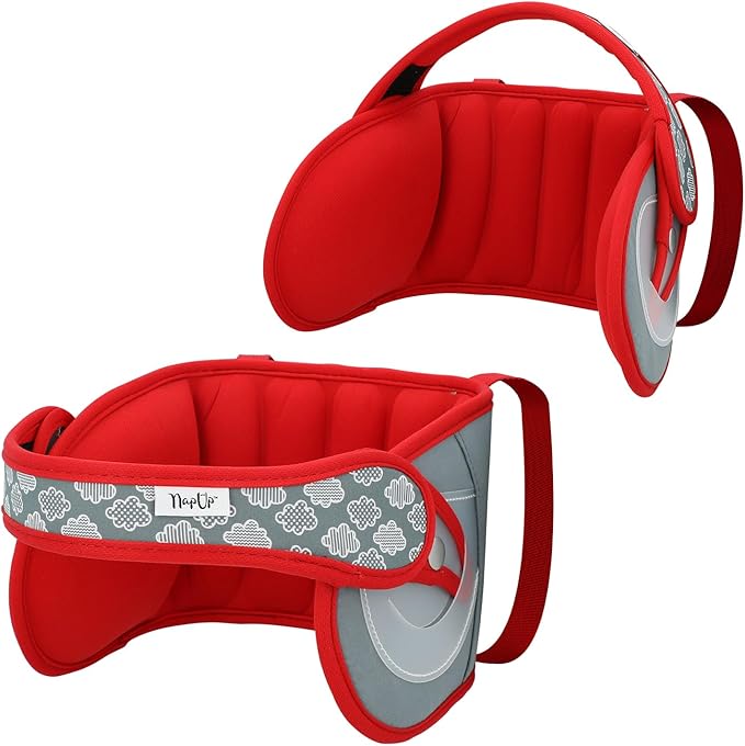 NAPUP Adjustable Carseat Head Support for Sleeping Kids & Toddlers - Safe, Comfortable & Breathable (Red)-BubblyBeeBaby