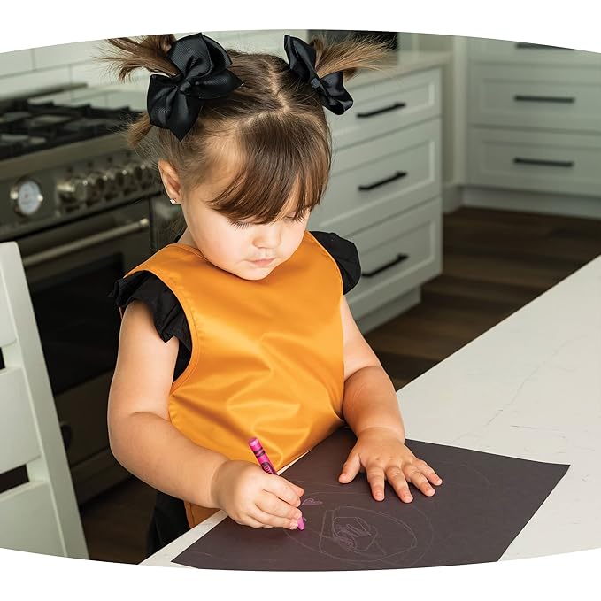 Tiny Twinkle Mess Proof Apron Bibs - 2 Pack Waterproof & Lightweight Baby Bibs for Led Weaning | 100% Recycled Polyester, Easy Clean & Machine Washable (Sand Cinnamon,Small 6-24 Months)-BubblyBeeBaby