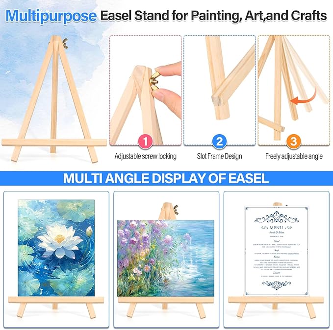 12 Pack 8x10” Canvas Boards and Round Canvas for Painting, Couple Painting Kit with Wood Easel, Acrylic Paint, Paint Brushes Set for Kids Teenagers Adults Date Night Sip and Paint Party-BubblyBeeBaby