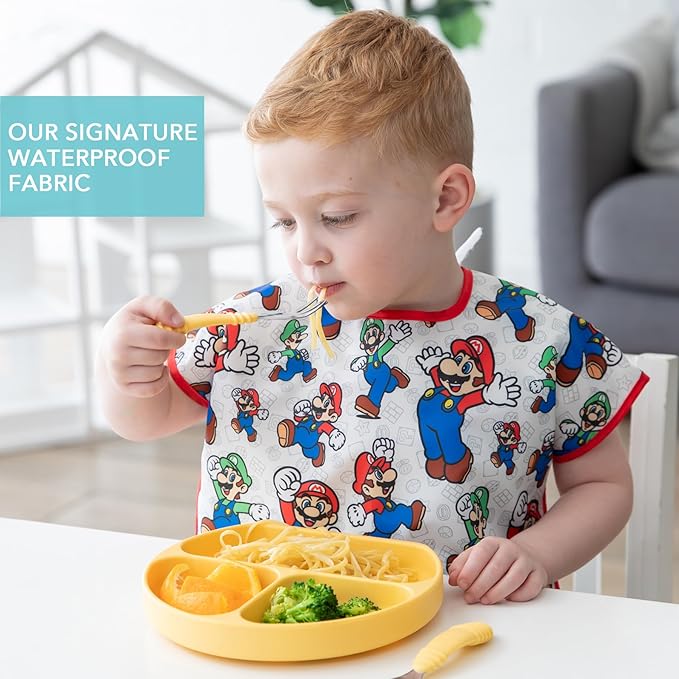 Bumkins Bibs - Toddler Bibs, Waterproof, Large for 1-3 Years, Short Sleeve-BubblyBeeBaby