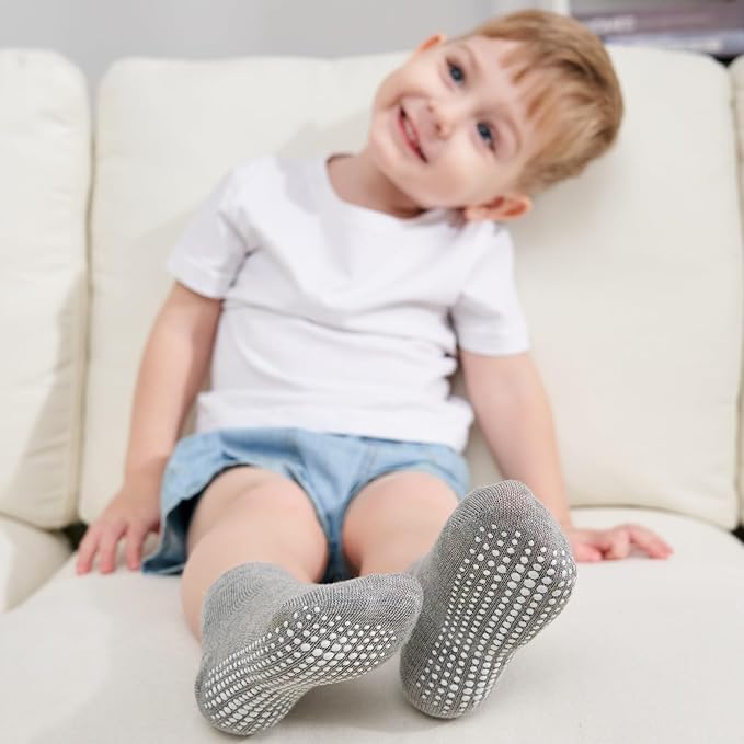 Zaples Baby Non Slip Grip Ankle Socks with Non Skid Soles for Infants Toddlers Kids Boys Girls-BubblyBeeBaby