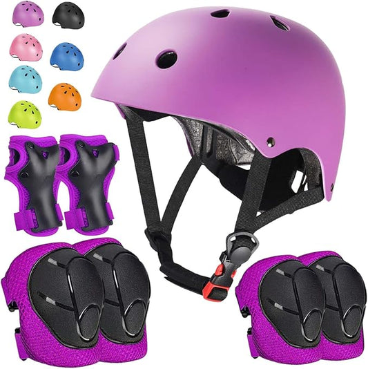 Kids Bike Helmet Set Adjustable Helmet for Ages 3-15 Kids Toddler Boys Girls Youth, Multi-Sport Bicycle Skateboarding Football Rollerskating Scooter Rollerblade Balance Bike Helmets-BubblyBeeBaby