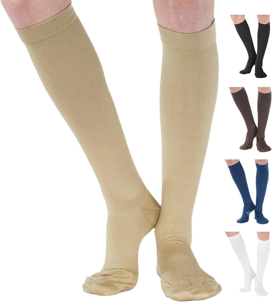 ABSOLUTE SUPPORT Cotton Compression Socks for Women & Men 20-30 mmhg Knee High