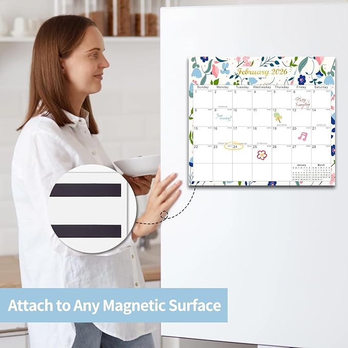 2025-2027 Magnetic Fridge Calendar 21 Monthly Magnetic Calendar for Refrigerator Planner Runs from October 2025 Until June 2027 Easy Organizing Markers Tearable (Flower)-BubblyBeeBaby