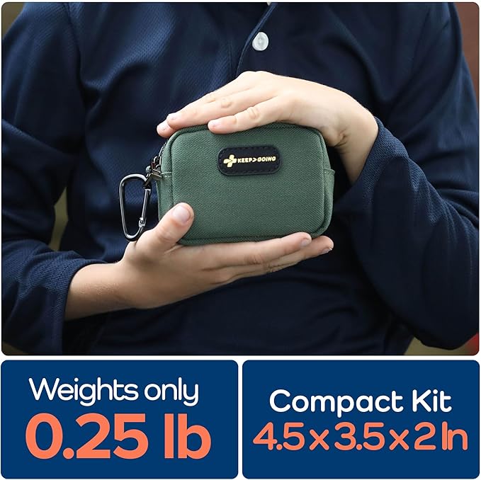 KeepGoing Small Travel First Aid Kit Kids – 60 Pc. Mini First Aid Kit for Purse, Diaper Bag, & Backpack with Latex-Free Bandages – 4 Oz., & 4.5 x 3.5 x 2 in, TSA-Approved-BubblyBeeBaby