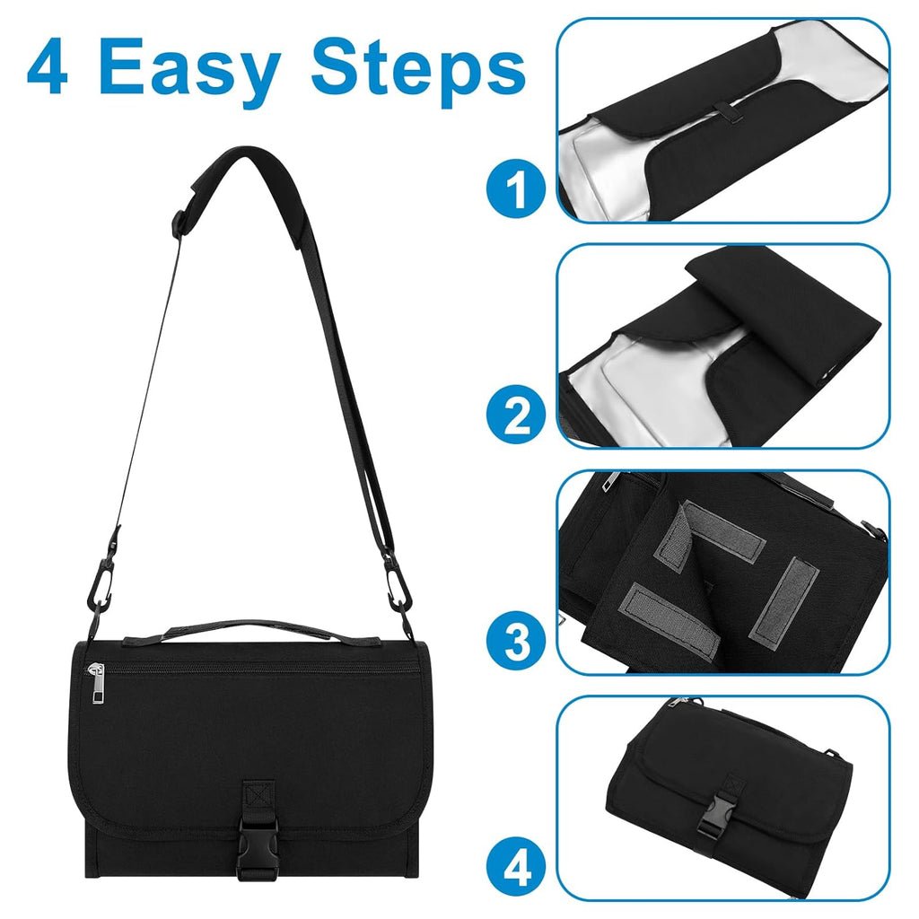 Accmor Portable Diaper Changing Pad, Waterproof Travel Baby Changing Mat, Newborn Essentials Baby Shower Gifts, Black