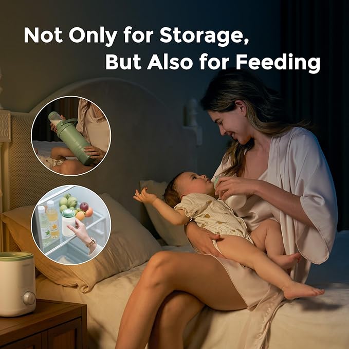 Momcozy Natural Baby Bottle, 10oz Wide-Neck Breast Milk Container, Breastmilk Storage Bottle for Fridge & Momcozy Breast Milk Cooler, BPA Free Milk Collection Bottles, Breastfeeding Essential, 4PCS-BubblyBeeBaby