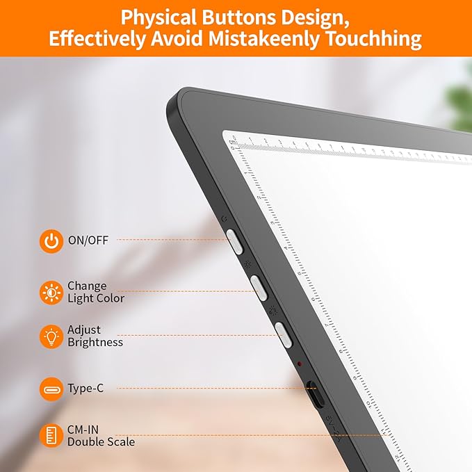 Elice Magnetic A3 Light Board for Diamond Painting, Ultra-Thin Tracing LED Light Box with Side Buttons, Super Bright Diamond Art Light Pad, Light Table for Drawing, Sketching, Weeding Vinyl - Black-BubblyBeeBaby