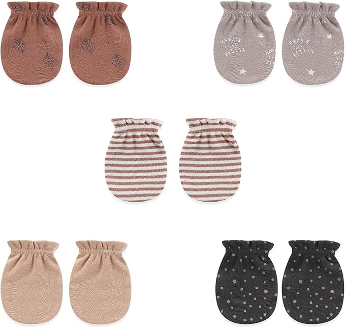 5 Pairs Baby Not Scratch Mittens 0-6 Months New Born Boy Girl Gloves Cute Infant Accessories-BubblyBeeBaby