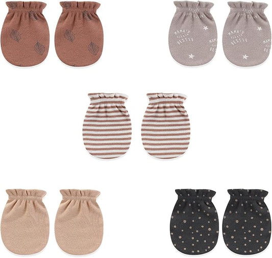 5 Pairs Baby Not Scratch Mittens 0-6 Months New Born Boy Girl Gloves Cute Infant Accessories-BubblyBeeBaby