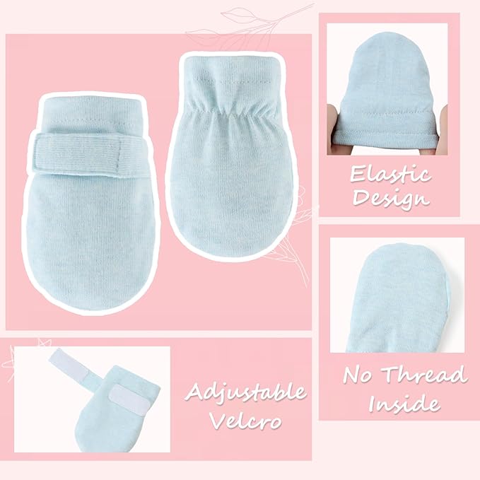 Newborn Baby Mittens Infant No Scratch Gloves Cotton Mitts for Baby Girls Boys-BubblyBeeBaby
