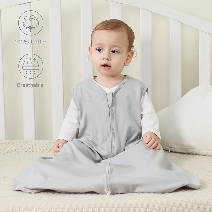 JELLYMONI Baby Sleep Sack 18-24 Months 100% Cotton Wearable Blanket, 0.5 TOG Soft Lightweight Toddler Sleeping Sack 3 Pack 2-Way Zipper Newborn Sleep Sacks-BubblyBeeBaby