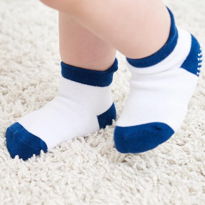 Zaples Baby Non Slip Grip Ankle Socks with Non Skid Soles for Infants Toddlers Kids Boys Girls-BubblyBeeBaby