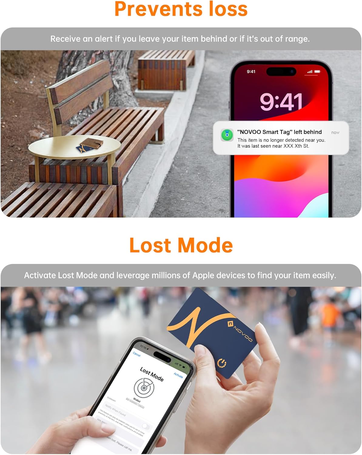 NOVOO SmartCard Air Locator Tag, iOS Only Bluetooth Tracker with Apple Find My, Slim Wallet Finder for iPhone, 6-Year Battery, Waterproof GPS Key Finder for Bags, Passport, 1 Pack (BL)