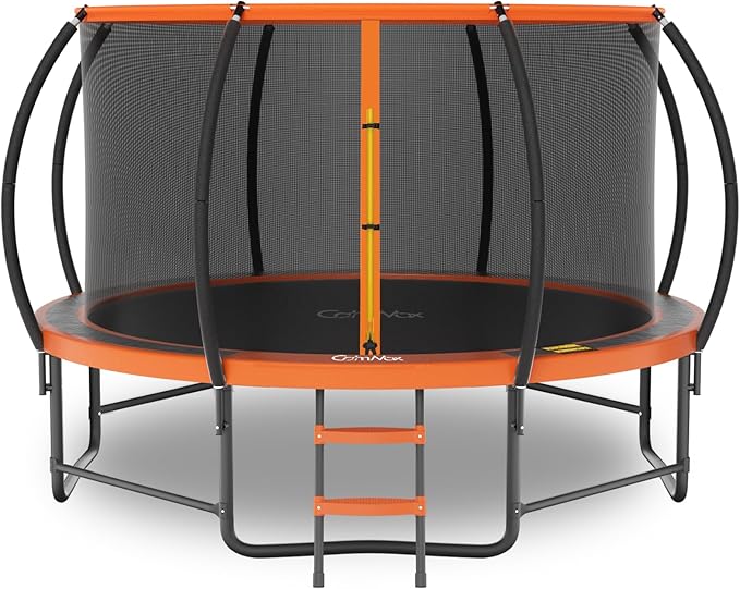 14FT 12FT 10FT 16FT Trampoline with Safety Enclosure, Anti-Rust Coating – ASTM Certified, Heavy-Duty Outdoor Trampoline with Ladder – for Kids & Adults-BubblyBeeBaby