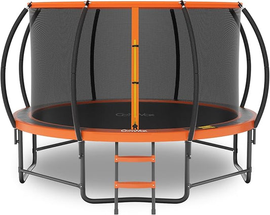 14FT 12FT 10FT 16FT Trampoline with Safety Enclosure, Anti-Rust Coating – ASTM Certified, Heavy-Duty Outdoor Trampoline with Ladder – for Kids & Adults-BubblyBeeBaby