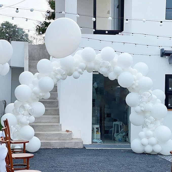 140pcs White Round Balloons Different Sizes 18 12 10 5 Inch Latex Balloons for Arch Decoration Party Balloon Kit for Graduation Birthday Party Wedding Balloon Baby Shower Decoration-BubblyBeeBaby