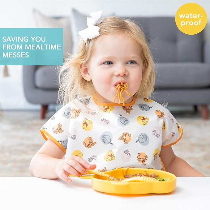 Bumkins Bibs - Toddler Bibs, Waterproof, Large for 1-3 Years, Short Sleeve-BubblyBeeBaby