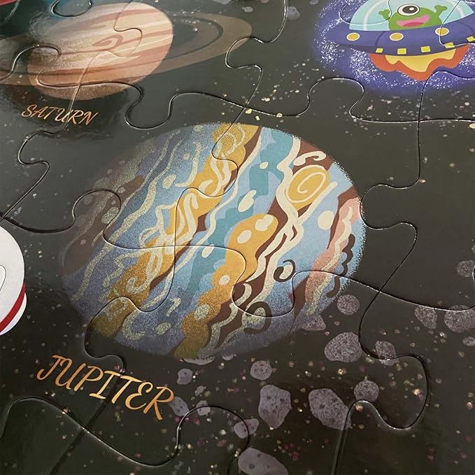 Jumbo Floor Puzzle for Kids, Large Jigsaw Puzzles 35 Piece for Kids Ages 3-5,Preschool Learning & Education Toys, Gifts for 4-8 Year Old Boys and Girls (Solar System Planet)-BubblyBeeBaby