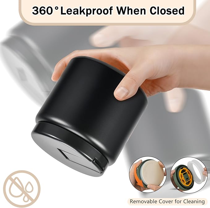 26oz Kids Thermos for Hot Food, Insulated Vacuum Food Jar with Buckle Lid, Stainless Steel Wide Mouth Leak Proof Insulated Lunch Container for School Picnic Travel, Black-BubblyBeeBaby