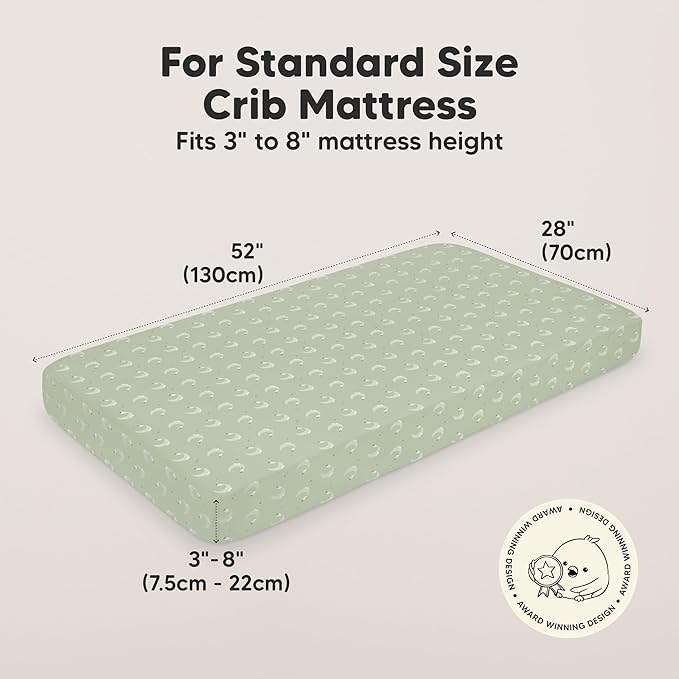 KeaBabies 2-Pack Organic Crib Sheets for Boys, Girls - 52x28 Fitted Crib Mattress Sheet Neutral, Breathable Jersey Cotton Cover for Baby Bed, Toddler Mattress, Soft & Cute Prints (Lunaris)-BubblyBeeBaby