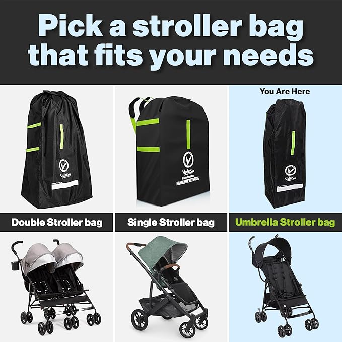 V VOLKGO Stroller Bag for Airplane, Large Cover for Airtravel, Jogger & Umbrella Stroller Cover for Travel - Fits Most Sizes, Gate Check Bag, Heavy Duty Durable Infant carrier covers for Air Travel-BubblyBeeBaby