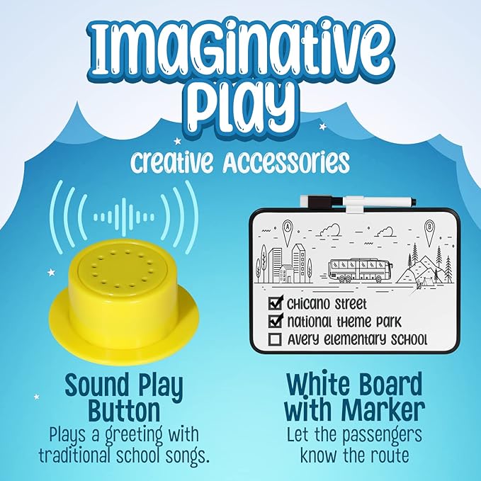 Kiddzery School Bus Pop Up Kids Play Tent - Tents with Sound Play Button for Toddler & Up - Girls and Boys Magic Wheels Bus for Indoor & Outdoor - Pretend Toy Playhouse - Playhouses for Toddlers-BubblyBeeBaby