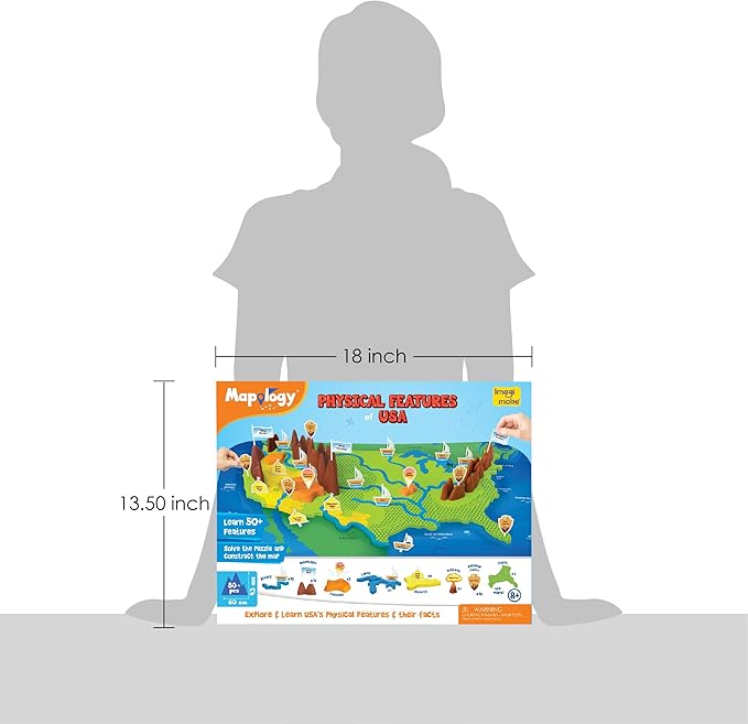 Imagimake Mapology Physical Features USA Puzzle | Mountains, National Parks, Rivers & Lakes 3D Puzzle Toys for Ages 8-13 | Educational Toys | Classroom Must-Haves | Back to School Gifts for Kids 6-12-BubblyBeeBaby