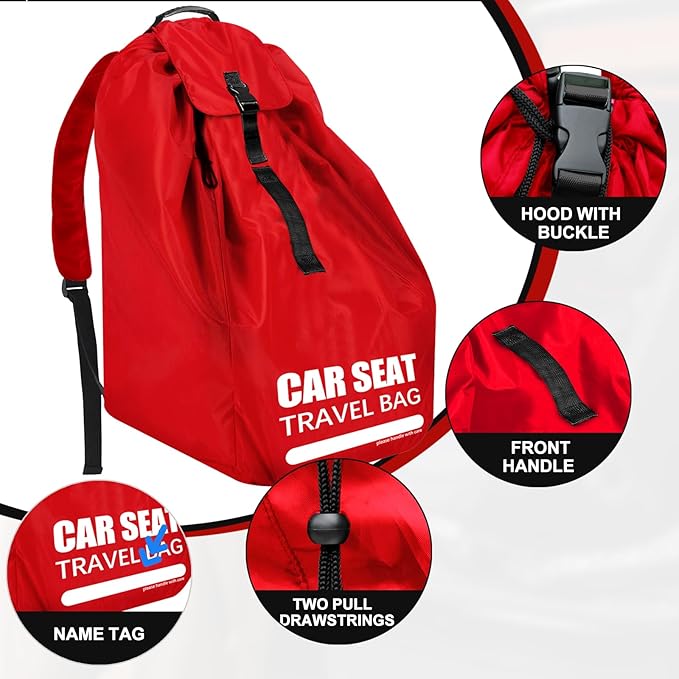 Car Seat Travel Bag for Airplane, Large Car Seat Bags for Air Travel with Comfort Padded Straps, Gate Check Storage Bag/Backpack for Carseat Airport, Carseat Cover Travel - Baby Travel Essential-BubblyBeeBaby