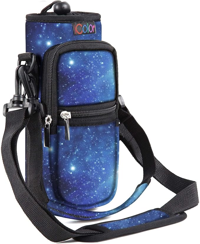 icolor Water Bottle Carrier Bag with Strap 25/32/40 oz Crossbody Bottle Holder with Phone Pocket Sling Sleeve Insulated Neoprene Water Bottle Pouch for Walking Travelling-BubblyBeeBaby