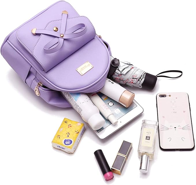 I IHAYNER Girls Bowknot Cute Leather Backpack Mini Backpack Purse for Women-BubblyBeeBaby