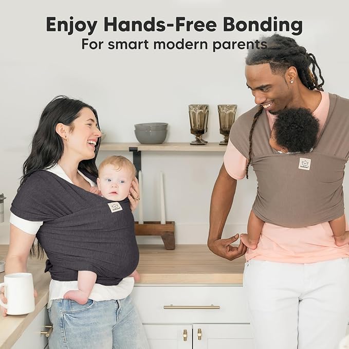 KeaBabies Baby Wrap Carrier - All in 1 Original Baby Carrier Newborn to Toddler Sling, Easy to Wear, Hands Free Bonding, Lightweight, Breathable Infant Wraps (Mystic Gray)-BubblyBeeBaby