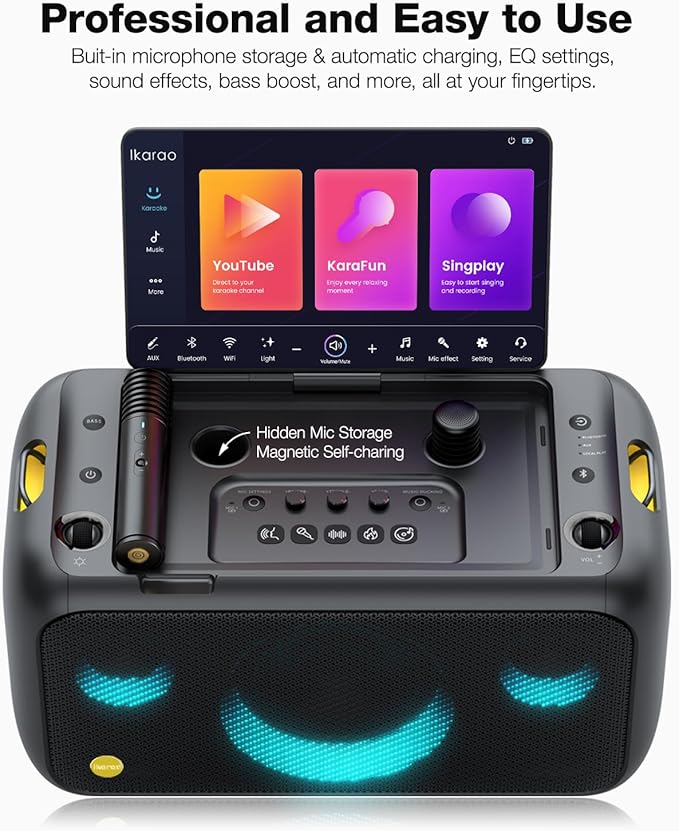 Karaoke Machine for Adults, with Lyrics Display Built-in 13.3" Screen, Truly All in One Karaoke Machine with 2 Wireless Microphone (Hidden & Self Charging), 460W Bluetooth Speaker for Party, TV-BubblyBeeBaby