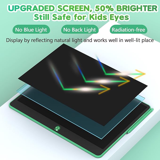 Hockvill LCD Writing Tablet for Kids, Toys for Girls Boys Drawing Pad for 3 4 5 6 7 Year Old Kid, Toddler Doodle Board Christmas Birthday for Children (16 INCH, Green)-BubblyBeeBaby