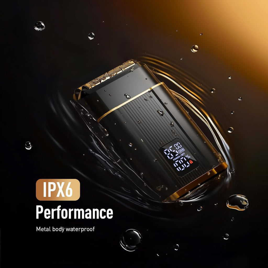 Professional Foil Shaver for Men: Cordless Electric Razor with High-Speed Dual Blades, Rechargeable USB-C, IPX6 Waterproof & Travel-Friendly/Home Use