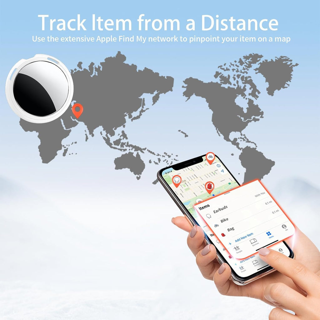 Air Tracker Tags 4 Pack [Apple MFi Certified] Pair with Apple Find My(iOS Only) Smart Bluetooth Tracking Tags Key Finder Item Locator Waterproof Worldwide Tracker for Pets Wallet Backpack Dogs Luggage