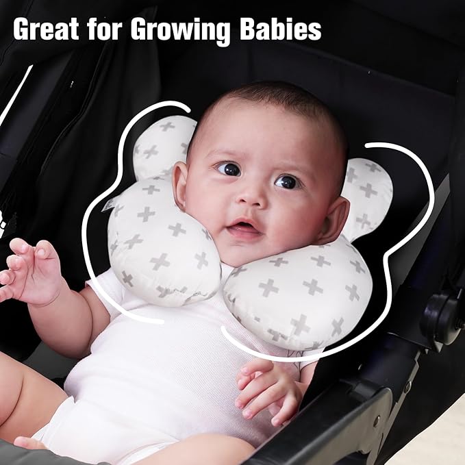 KAKIBLIN Baby Travel Pillow, Baby Neck Pillows for Car Seat, Upgraded Babies Head Pillow, Head and Neck Support Pillow for Car Seat, Pushchair, Travel(Twig)-BubblyBeeBaby