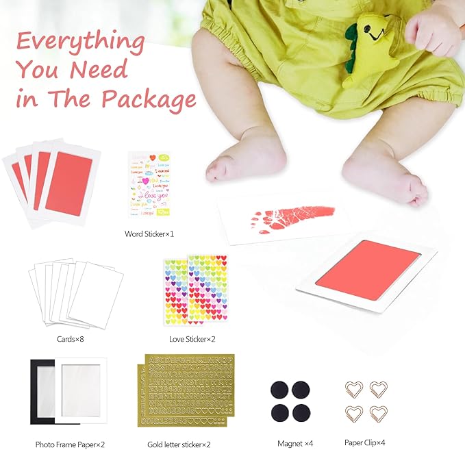 Inkless Baby Hand and Footprint Kit,Clean Touch Ink Pad for Baby Footprint Kit,No Mess Dog Paw Print Kit,DIY Footprint Ink for Baby Keepsake Gifts for Boys and Girls-BubblyBeeBaby